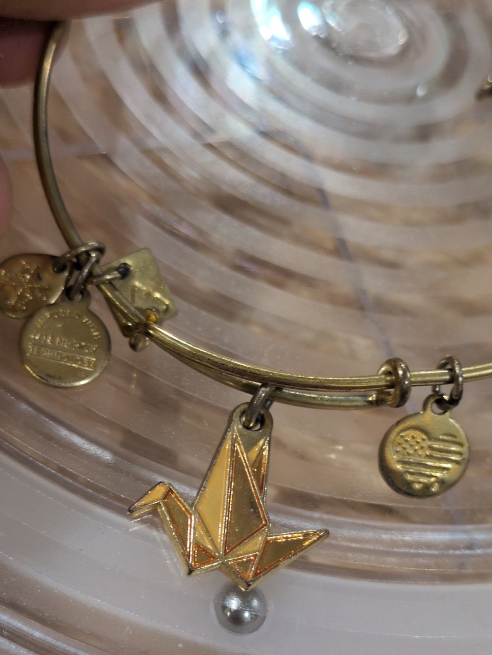 Alex and Ani Gold Origami Crane Charm Bracelet